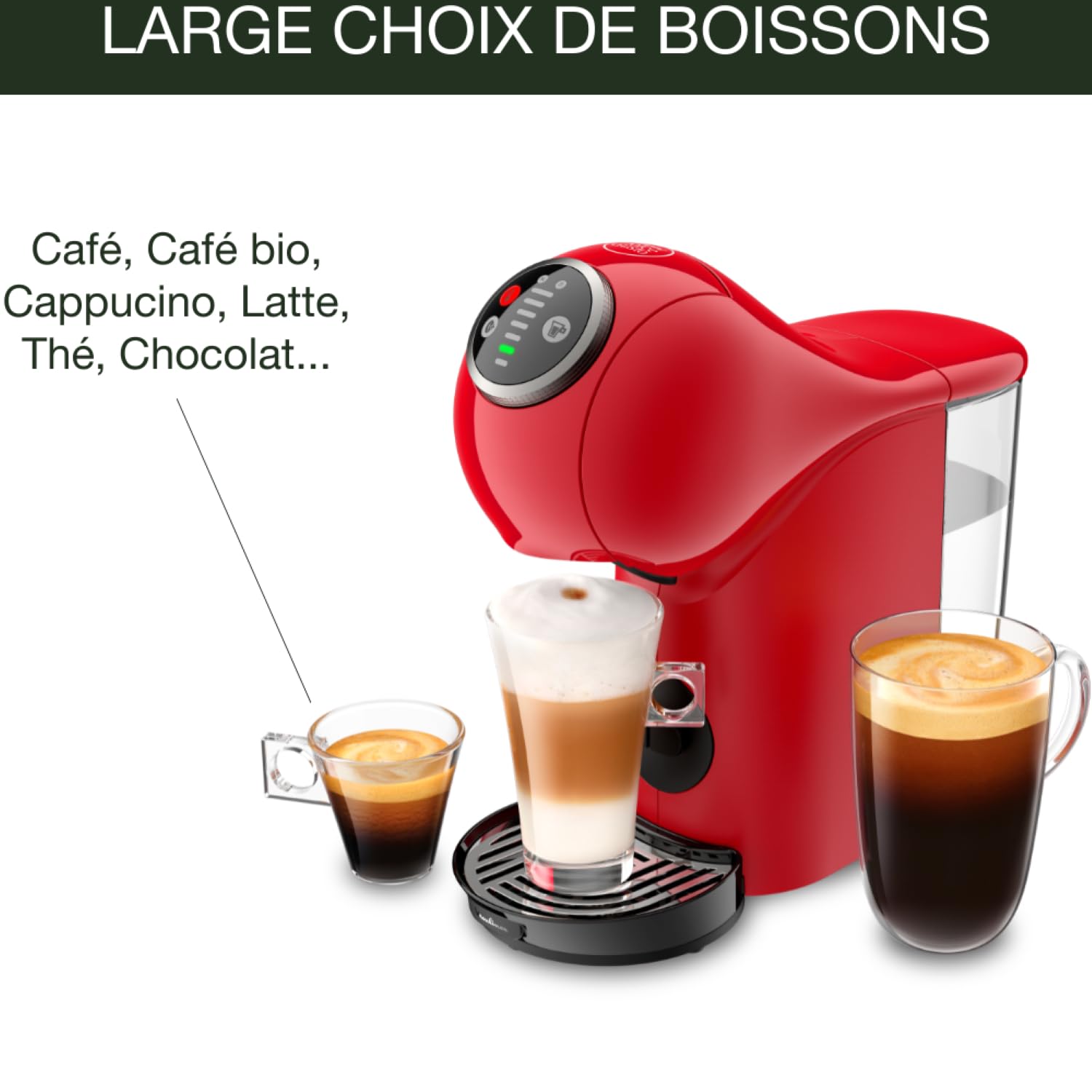 Machine à Café Capsules Genio S Plus Rouge – 15 Bars Multi-boissons KP340510