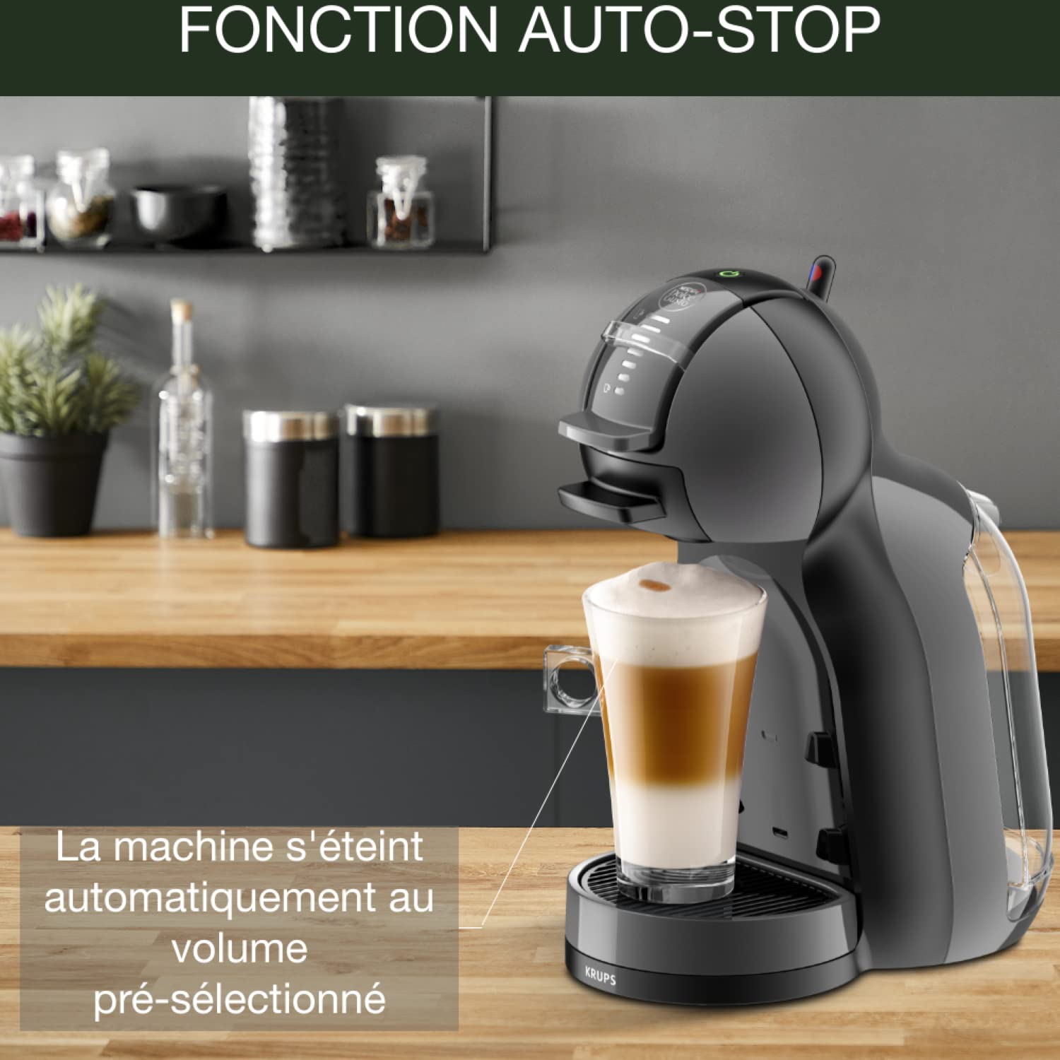 Machine à Café Capsules Mini Me Noir/Anthracite – 0,8 L, 15 Bars KP123810