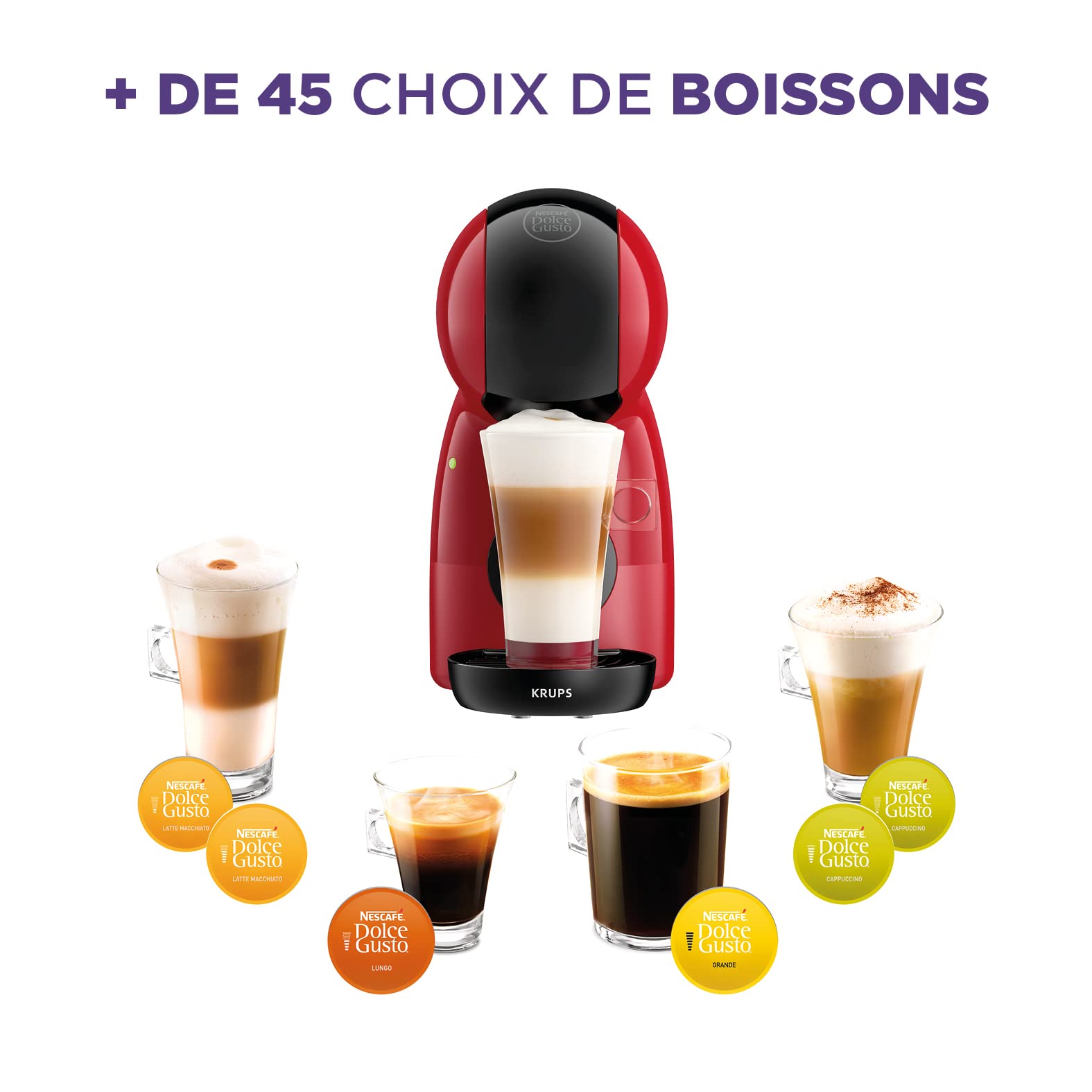 Machine à Café Capsules Piccolo XS Rouge – 15 Bars, Multi-boissons KP1A3510