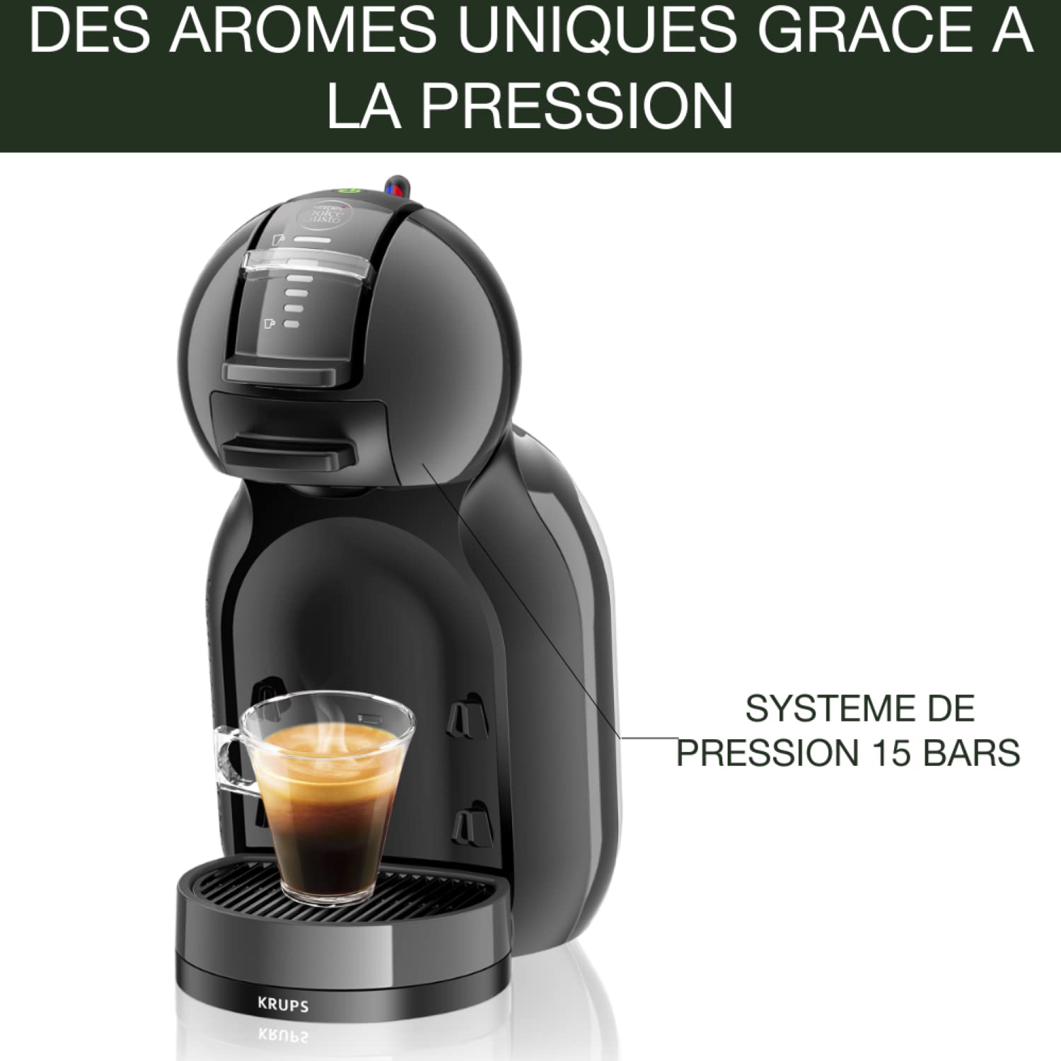 Machine à Café Mini Me Noir/Gris – 15 Bars, Qualité Professionnelle YY1500FD