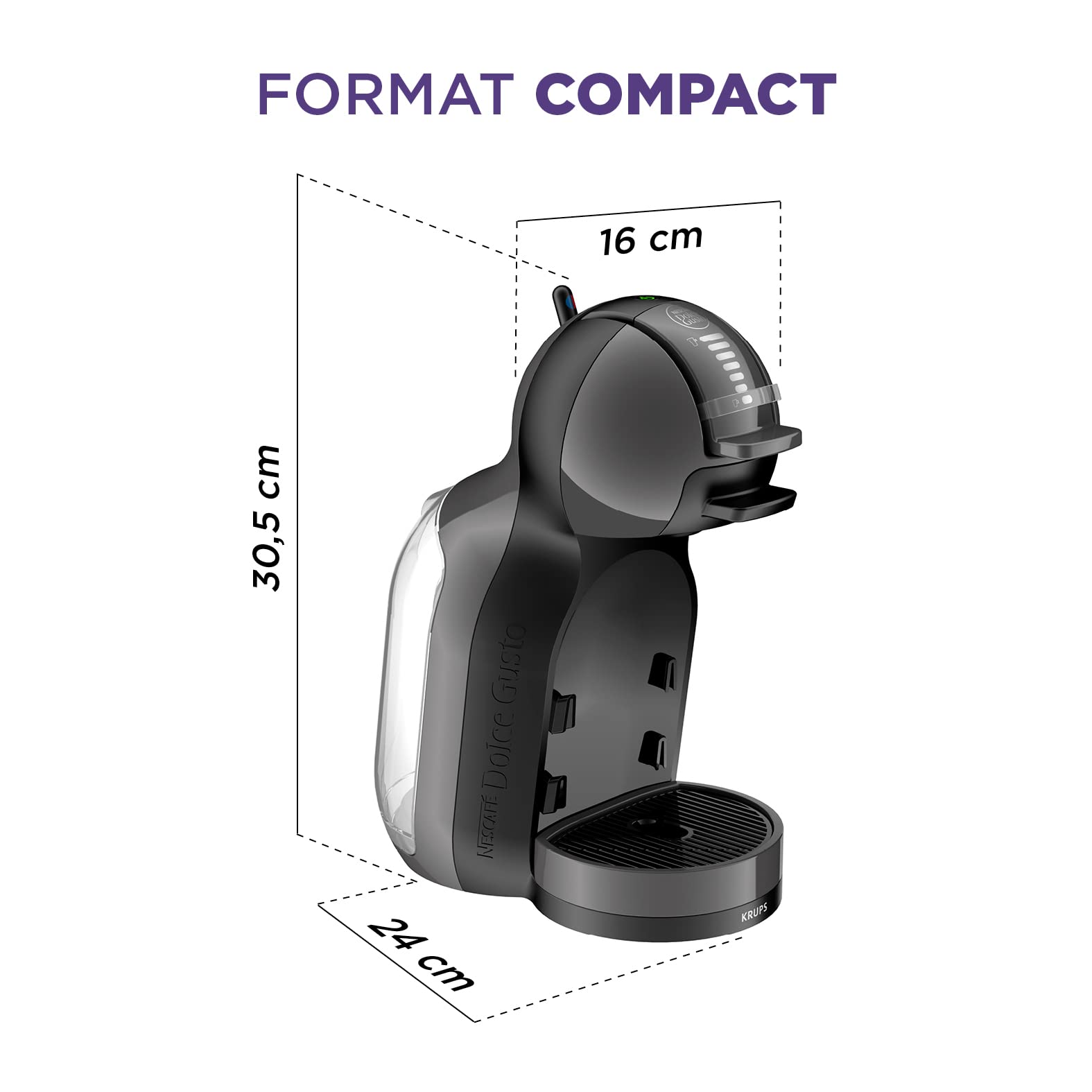 Machine à Café Capsules Mini Me Noir/Anthracite – 0,8 L, 15 Bars KP123810